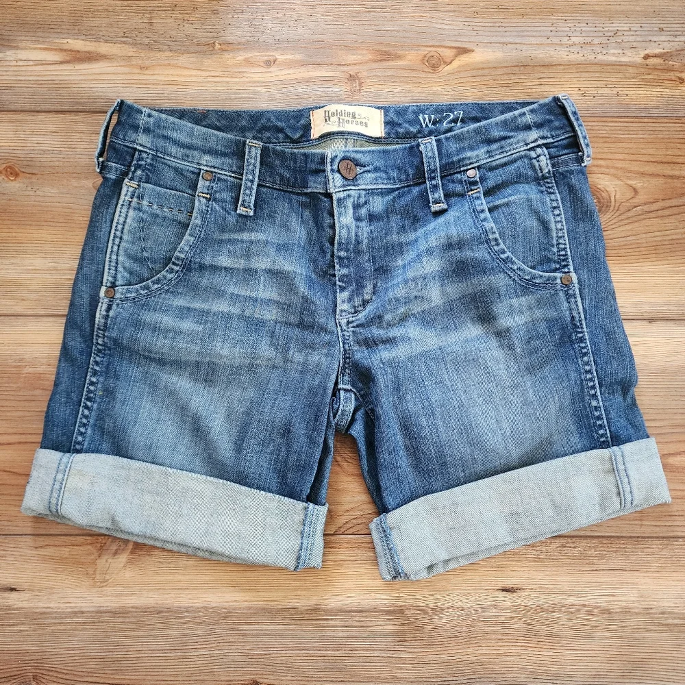 Anthropologie Holding Horses Jean Shorts Womens 27 Blue - Picture 1 of 11